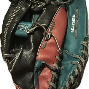 Black and Teal Leather Glove baseball mitt
